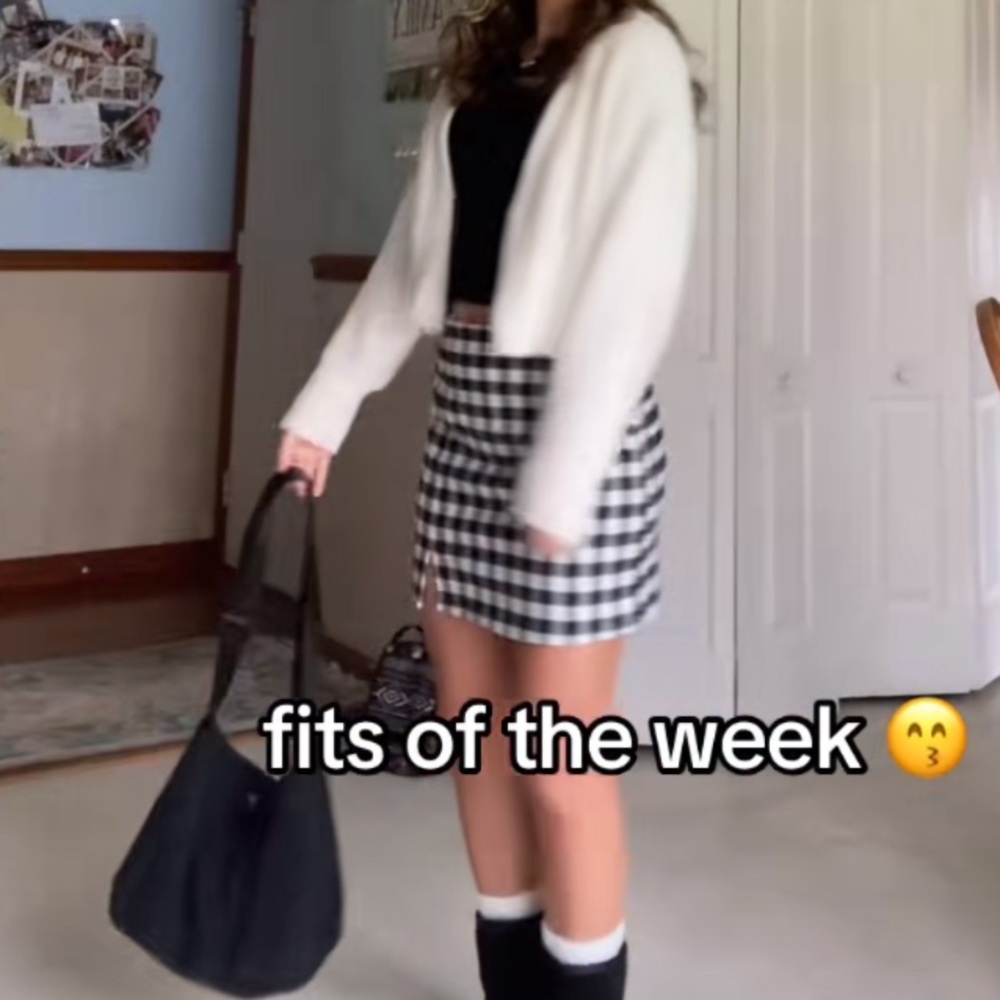 Forever 21 Black and White Checkered Midi Skirt
